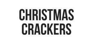 Christmas crackers written in black